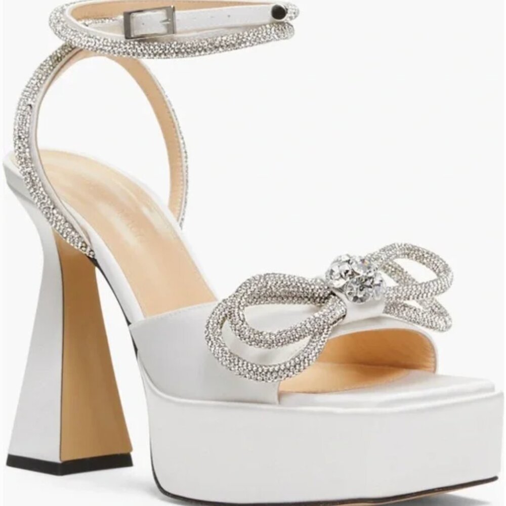 Mach & Mach double bow white platform heels